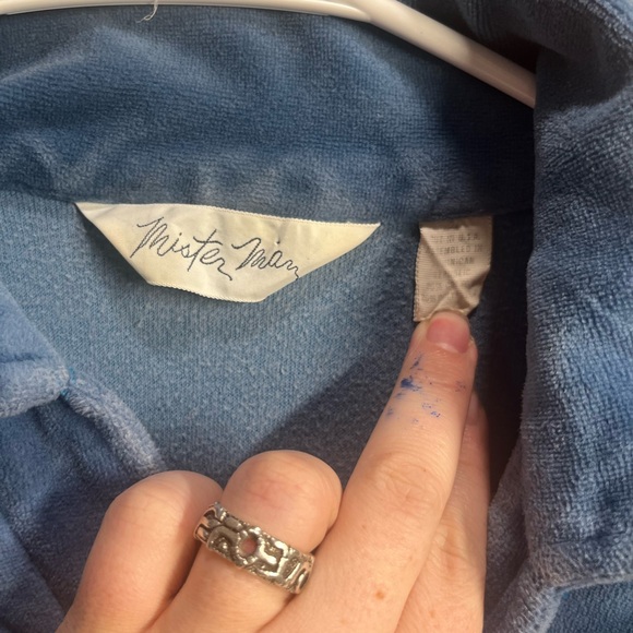 Mister Man Men's Blue Velvet Collard Shirt - Picture 3 of 4